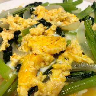 簡単小松菜と玉ねぎの卵炒め